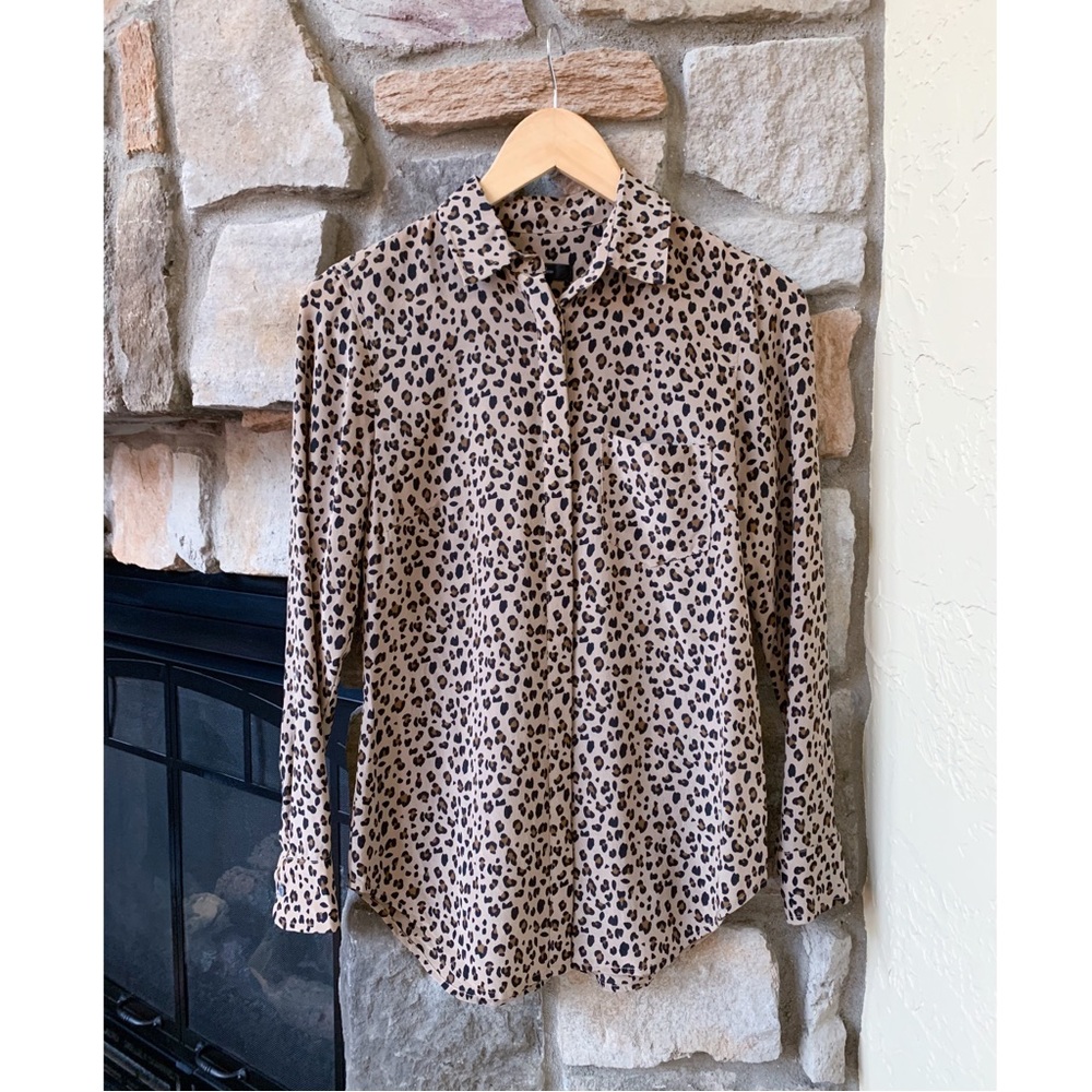 J.Crew Silk Leopard Print Blouse Size 00